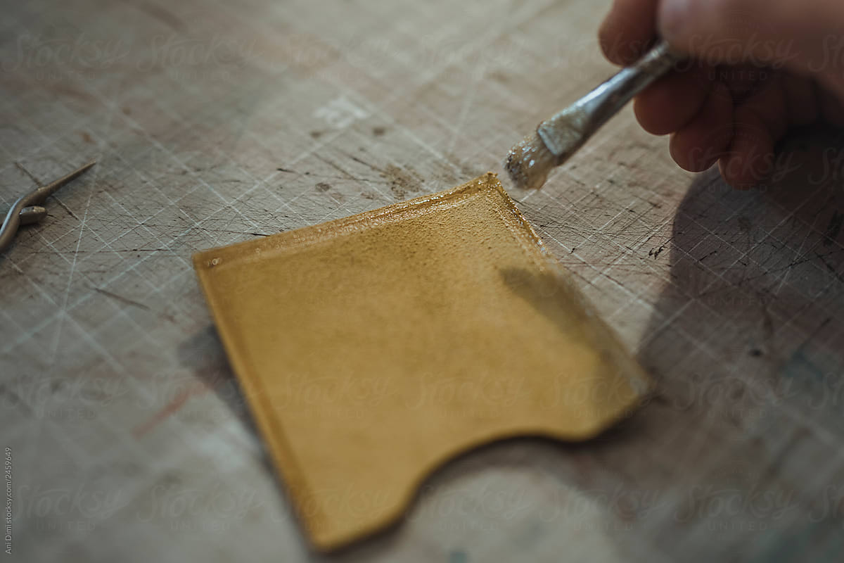 Man Working At Manufacture Of Craft Leather Products