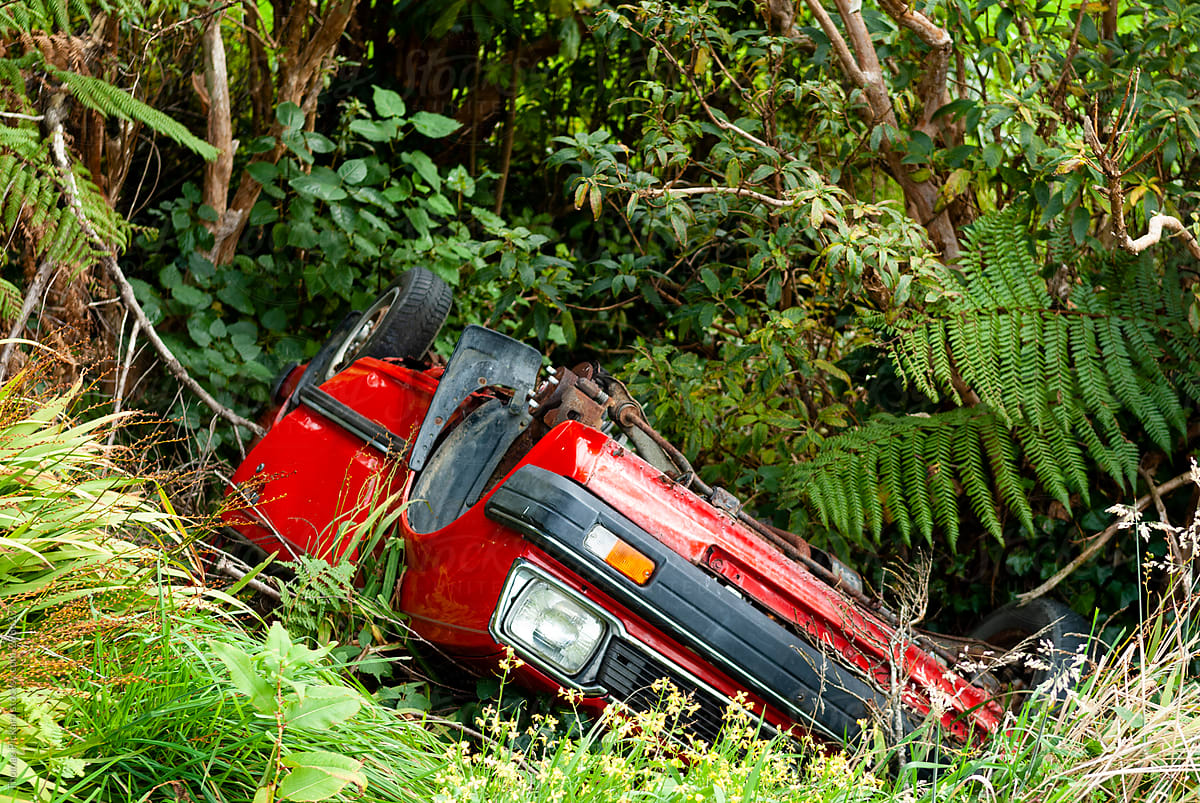 Car wreckage, New Zealand.