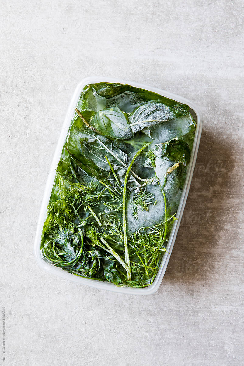 Frozen greens and herbs