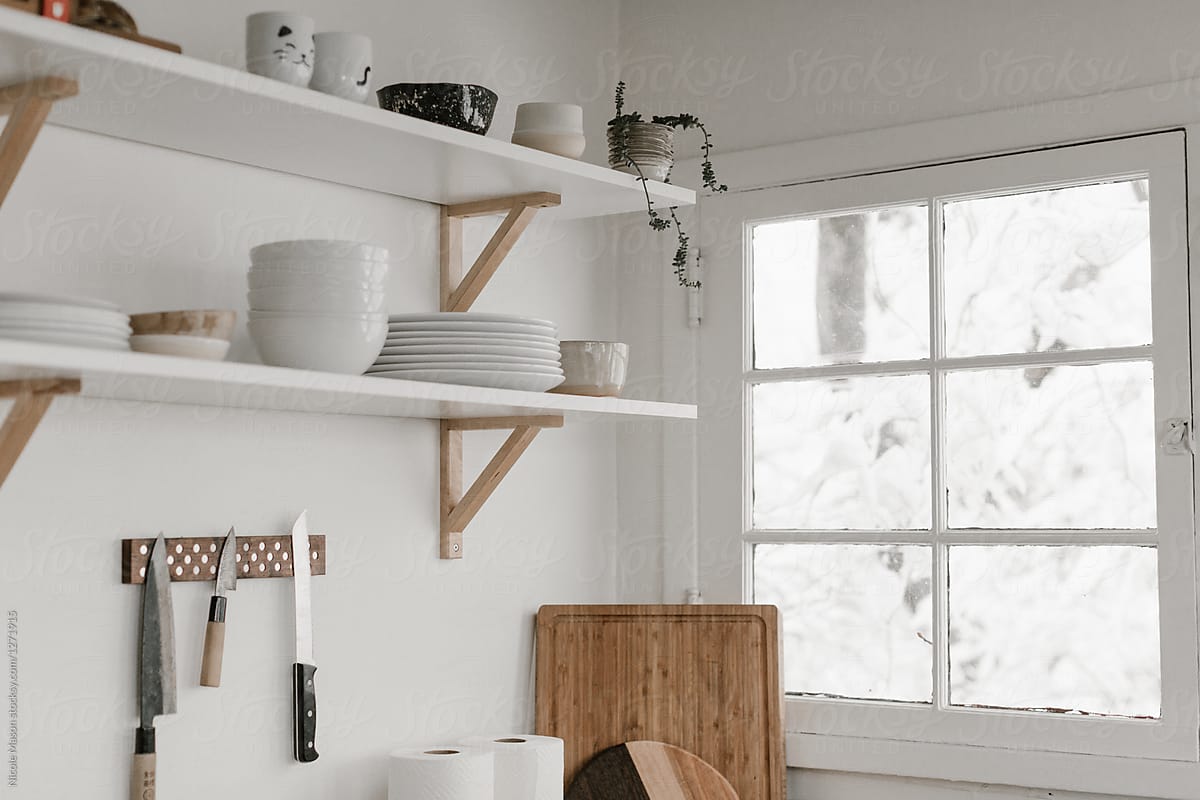 corner of modern white kitchen