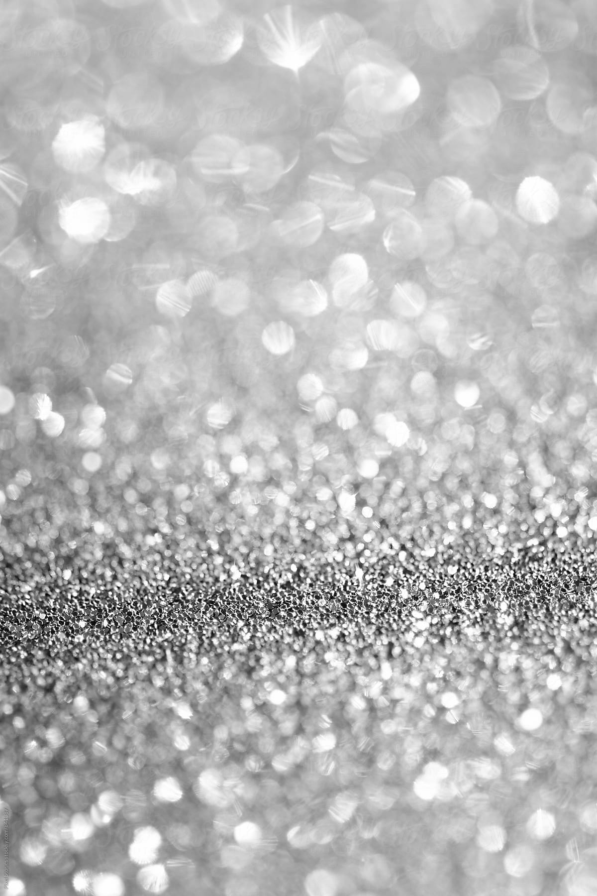 White glitter with shallow depth of field