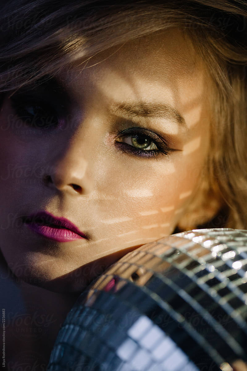 Beauty portrait with disco ball