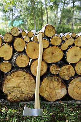Closeup Of A Stack Of Wood Logs by Stocksy Contributor Sandra Cunningham  - Stocksy