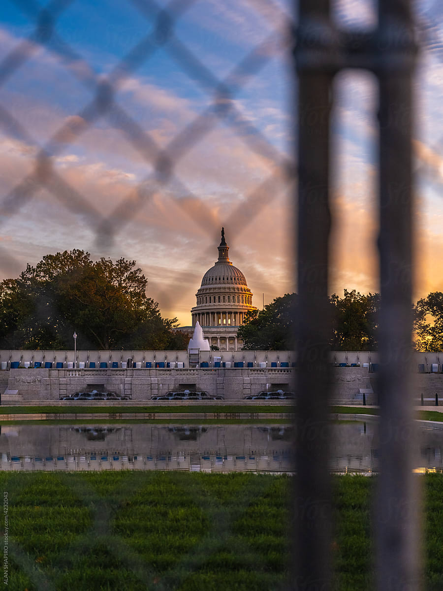 US Capital building behind a fence