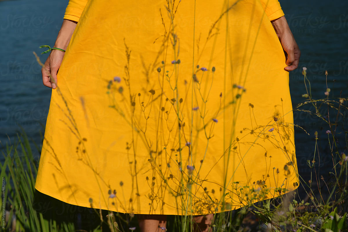 A wildflowers on a yellow dress background