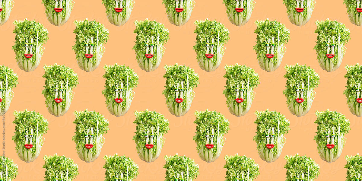 Infinite lettuce faces pattern