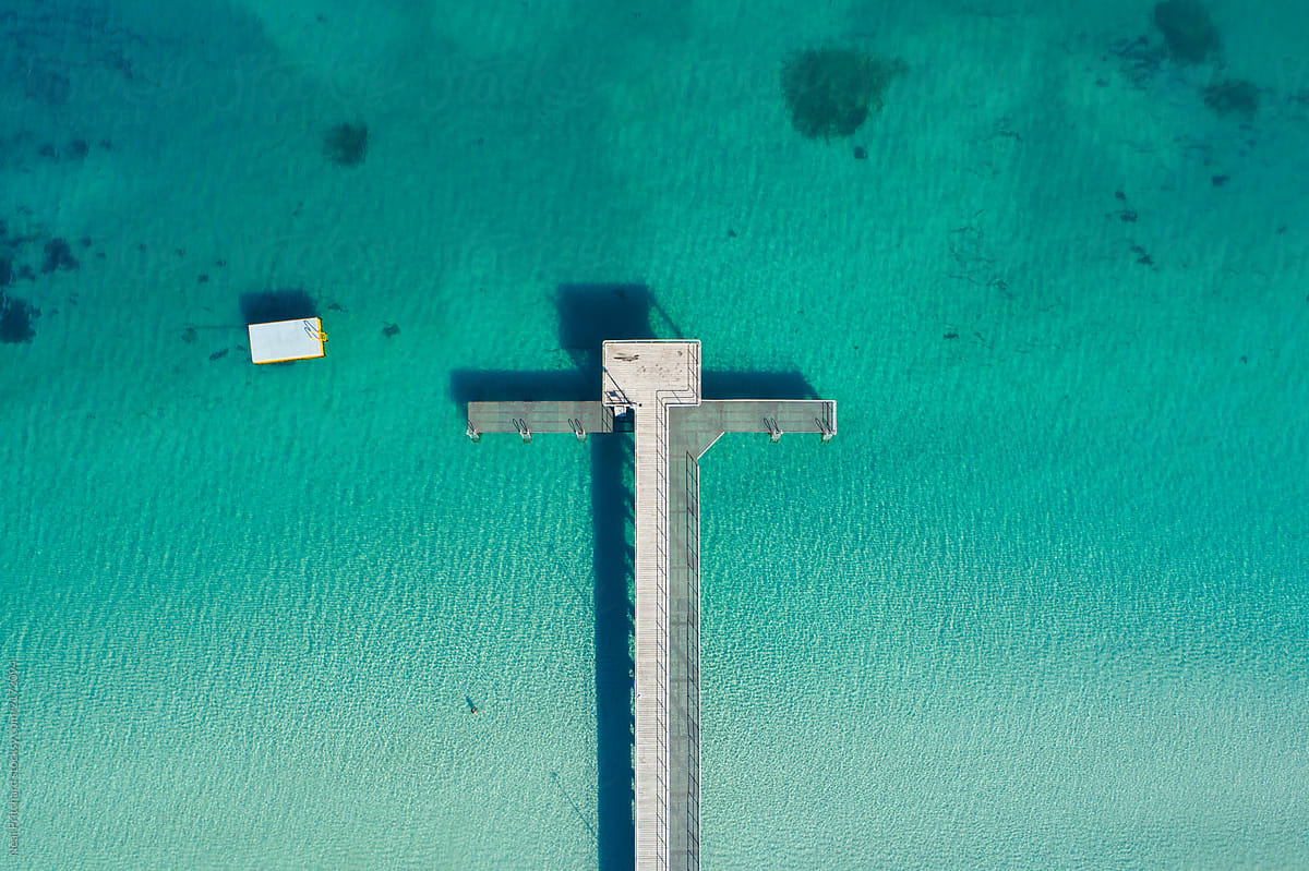 Aerial view of beach pier