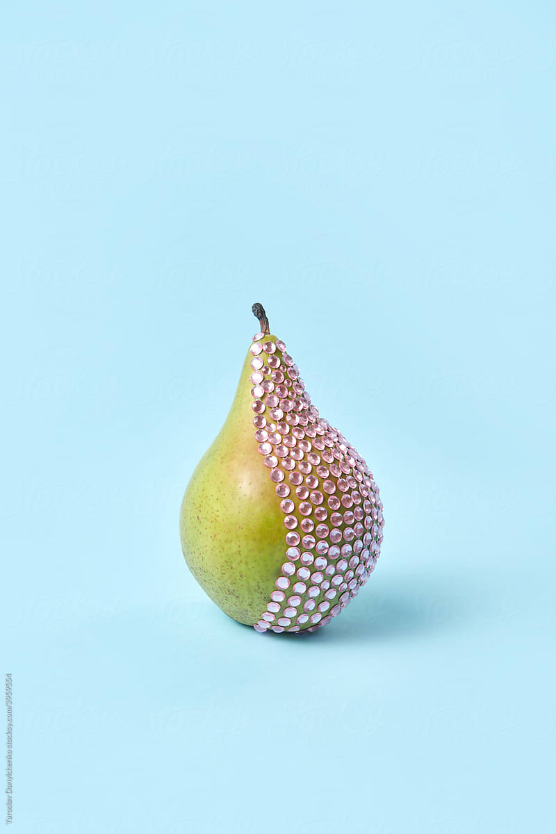 Pear with glamorous gemstones