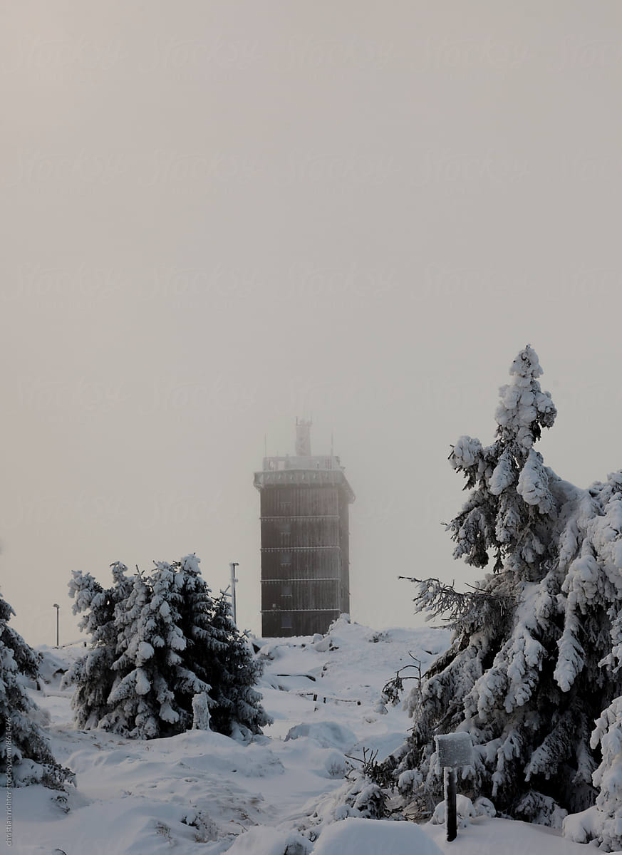 weather station in winter landscape