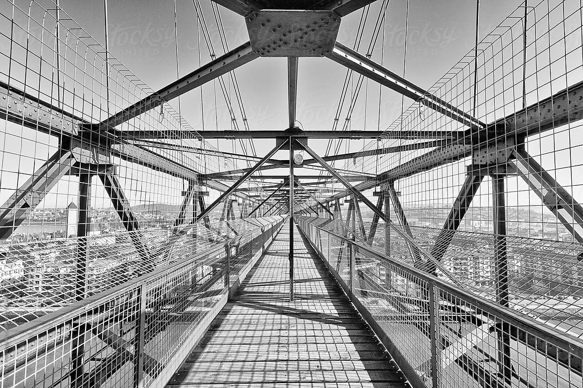 View along the top of a transporter bridge