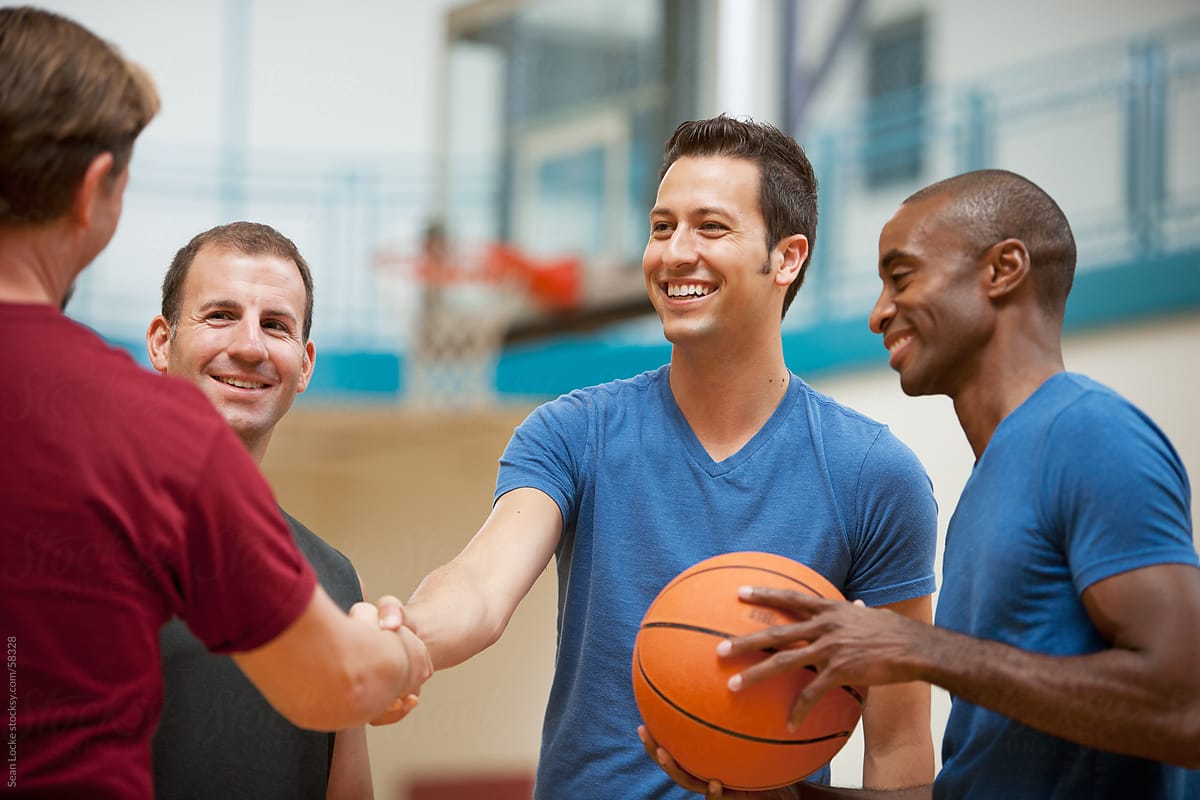 Gym: Guys Meet Up Before Basketball Game