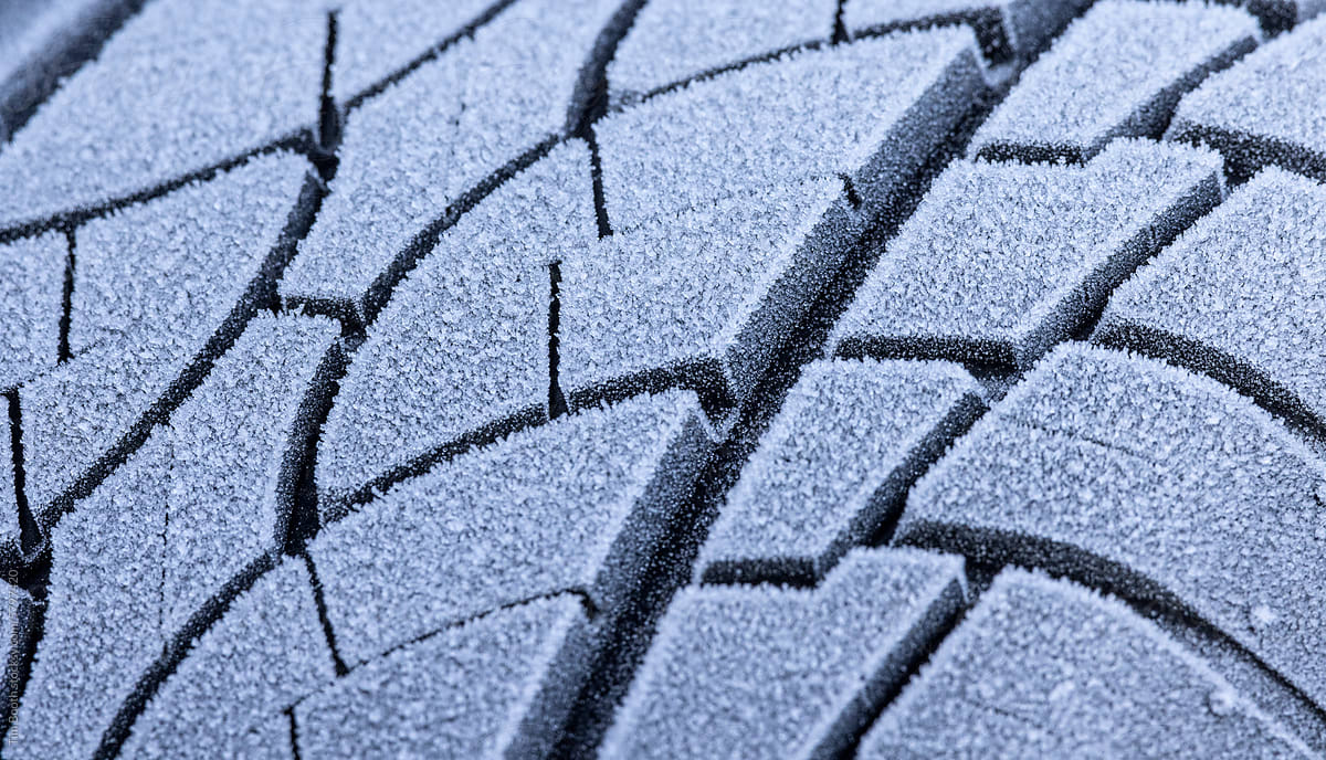 Frozen car tyre
