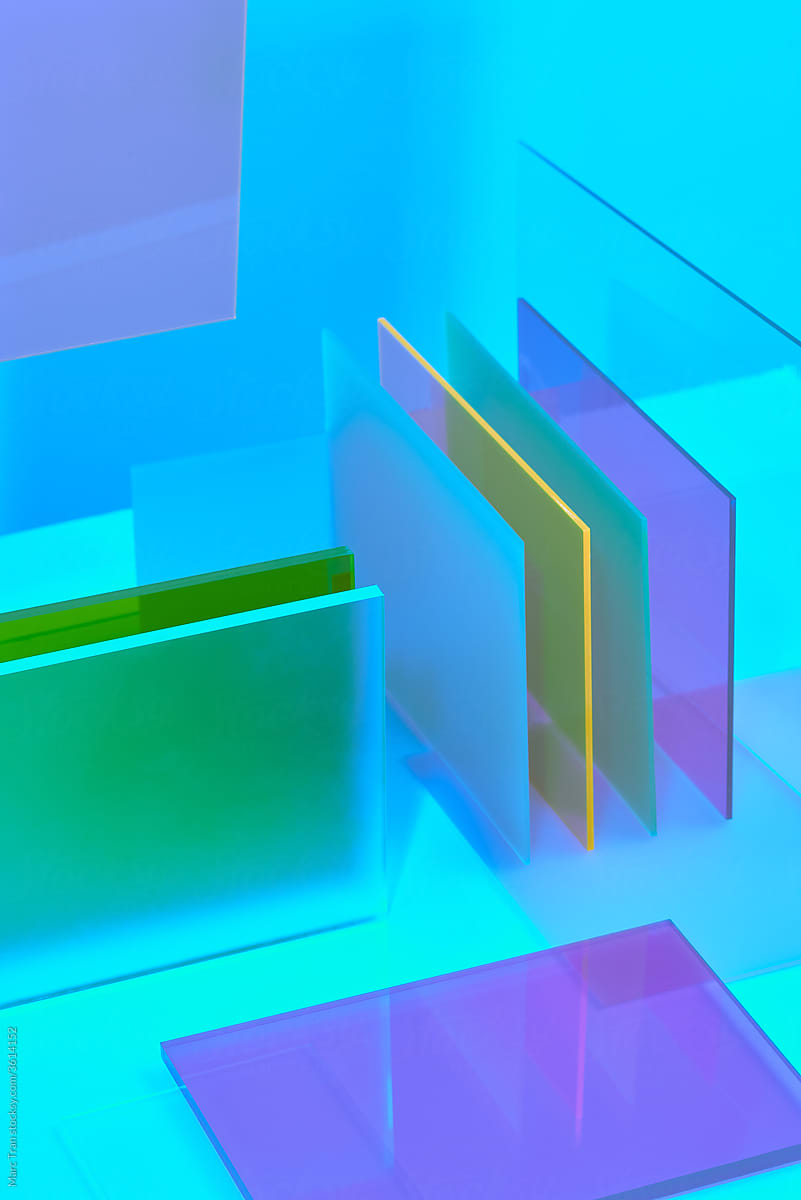 Colored glass thin rectangle sheets.