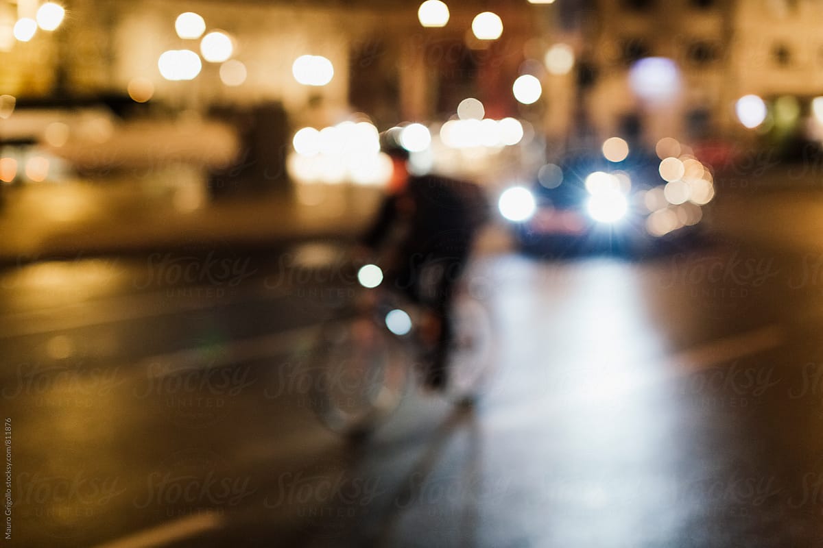 Man riding a Bicycle at night
