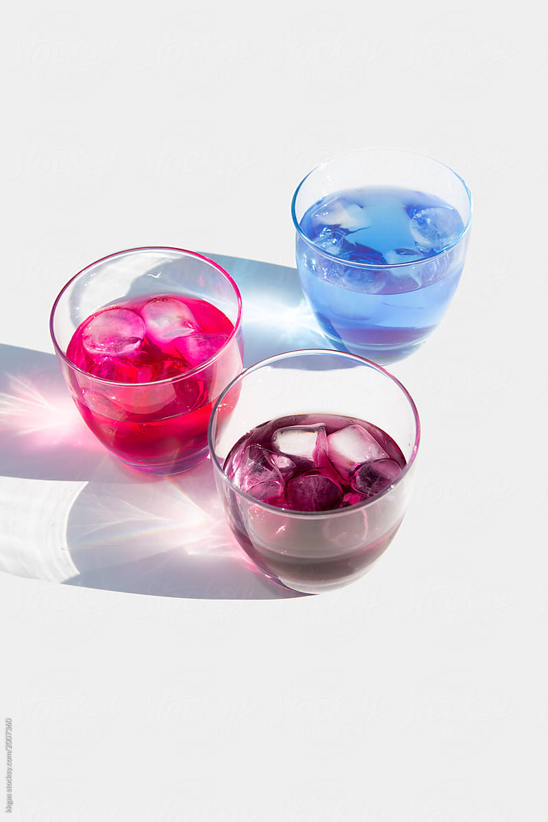 Colourful drinks with ice
