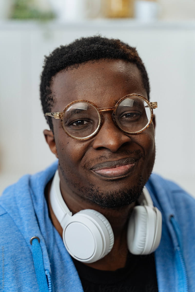Young black guy wearing glasses