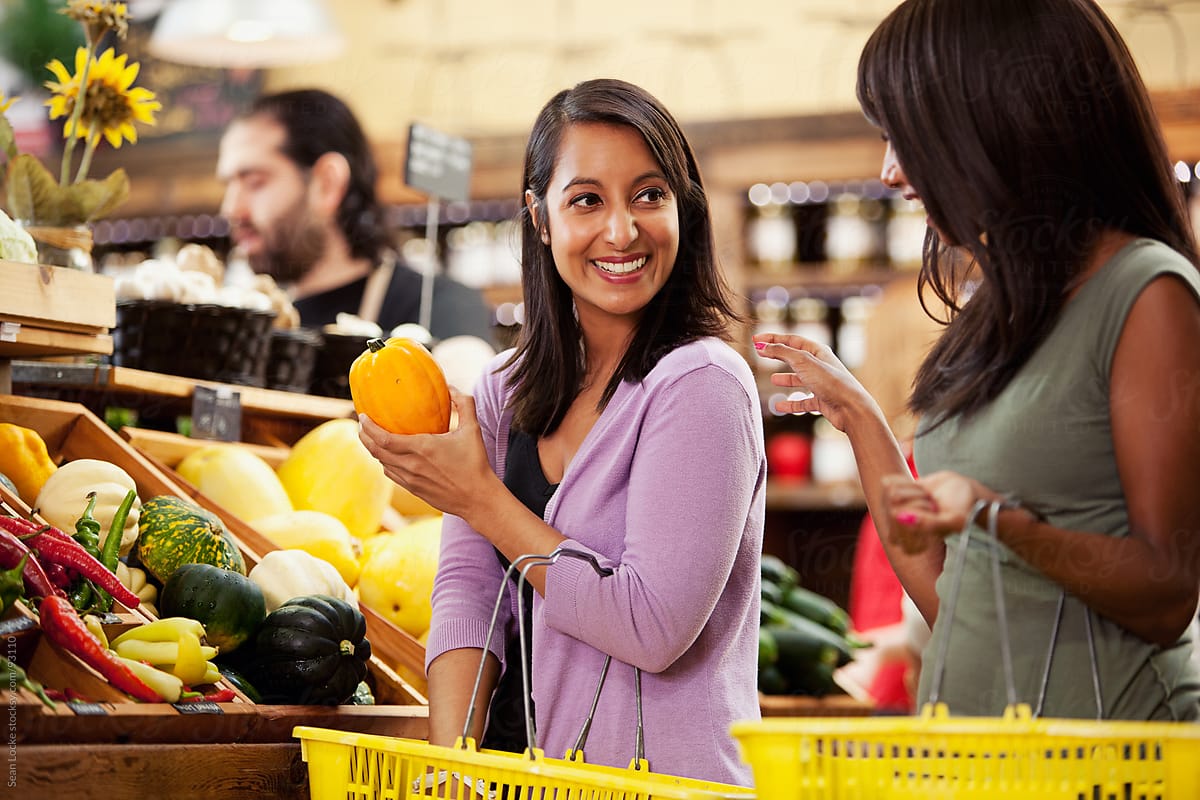 Market: Friends Shopping For Vegetables Together