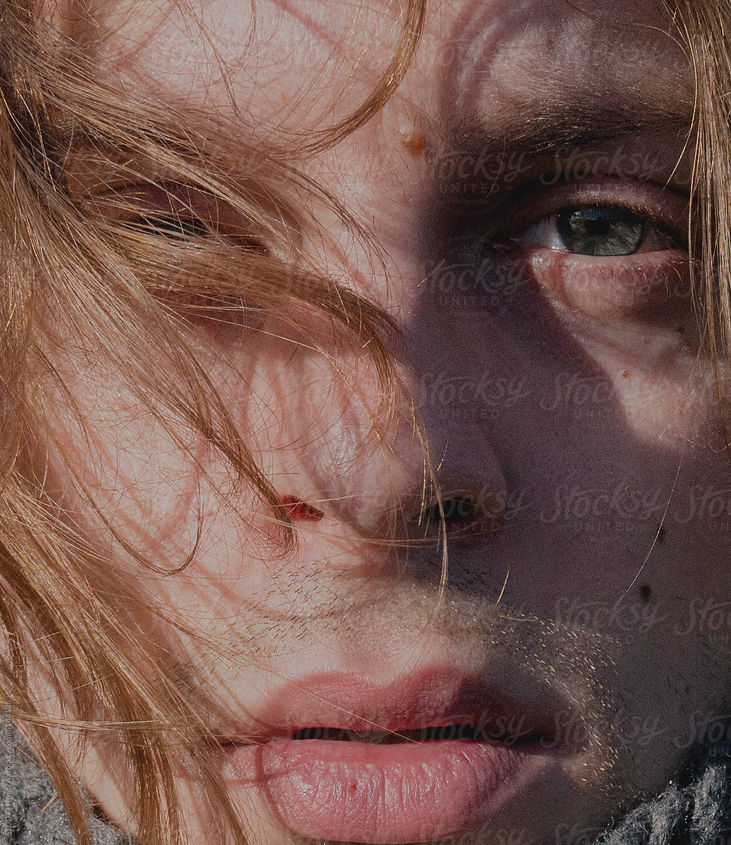 Close up portrait of a young man with Nordic look