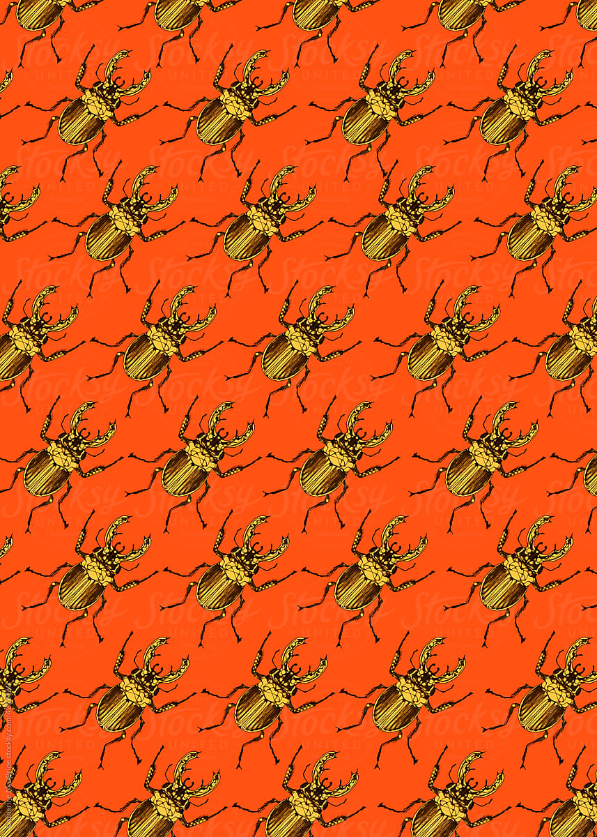 Ornate Beetle Pattern in retro colours