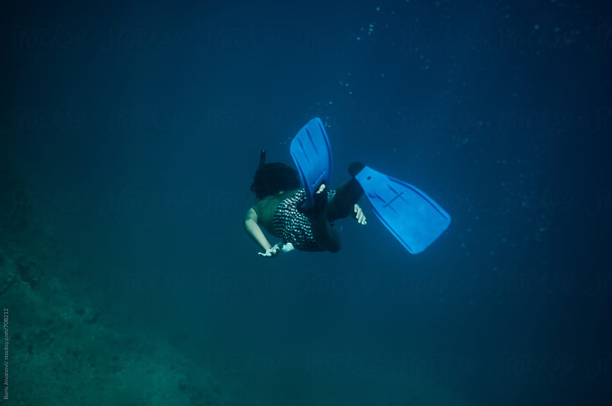Back View Of A Young Diver