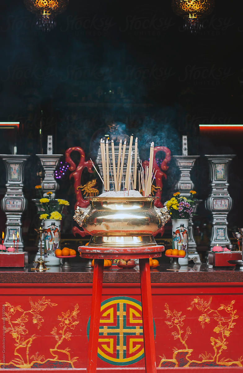 Buddhist Prayer Sticks In Chinese Temple