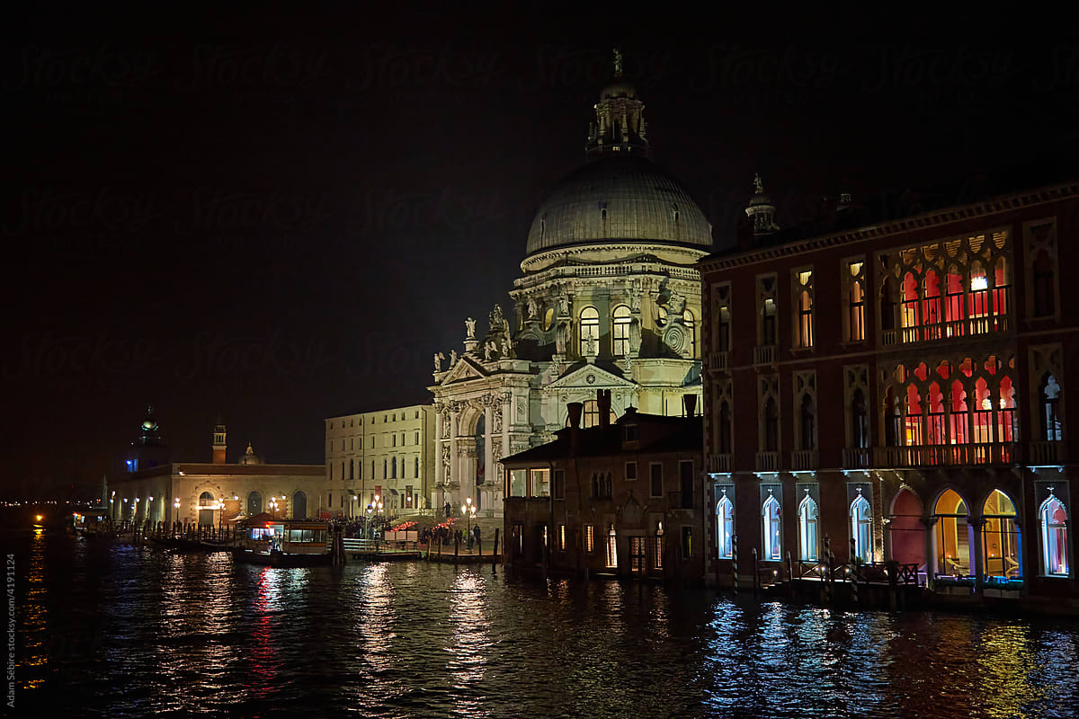 Venice church candles, religious festival, night lights