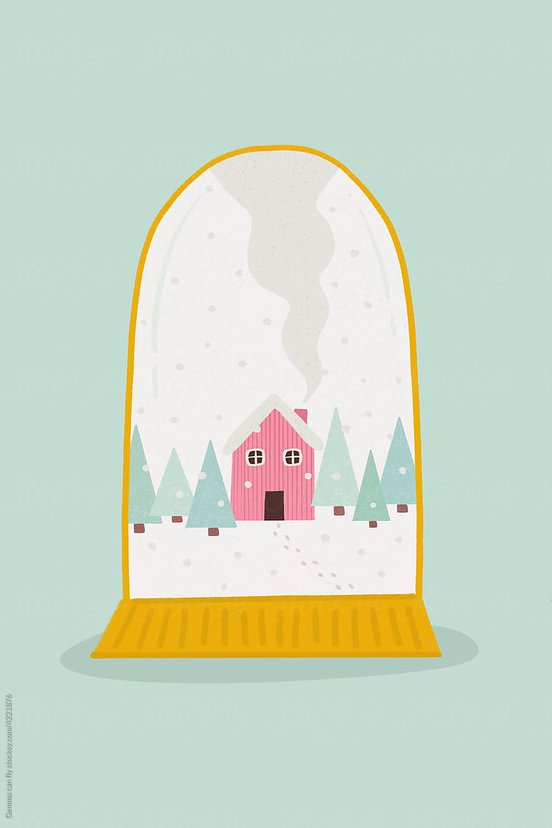 Waterblobe snow house cold winter illustration