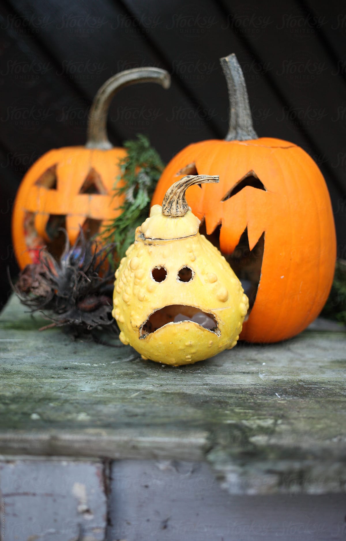 Unhappy little halloween pumpkin