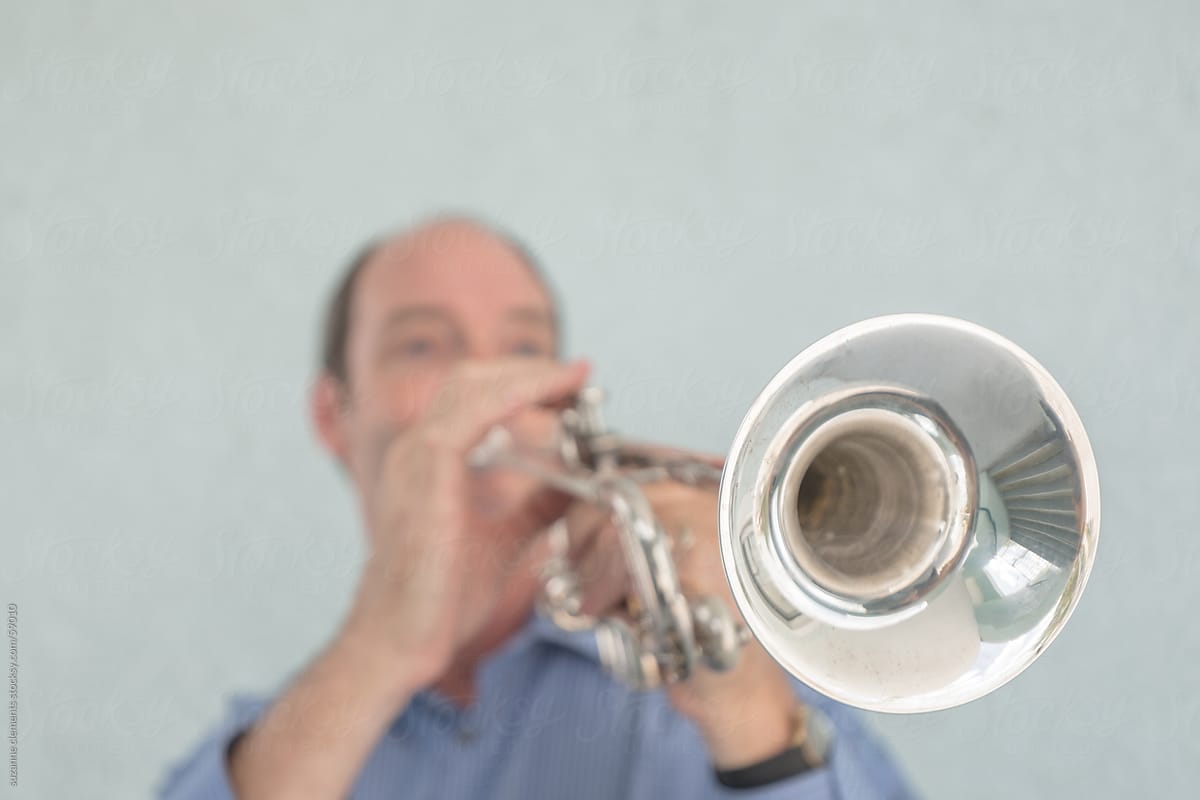 Musician Plays the Trumpet