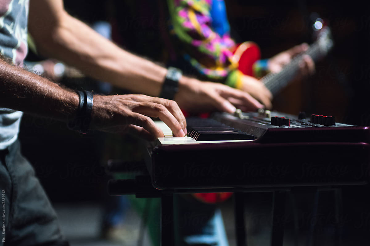 Keyboard player at a concert