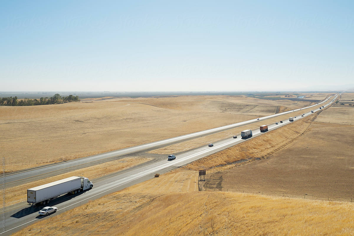 Long line of cars on a California freeway.