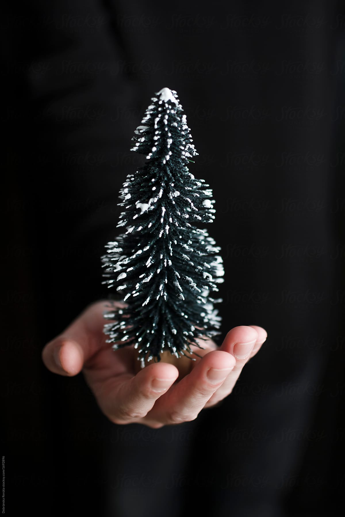 Man holding a Christmas tree decoration