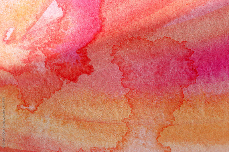 Details From An Orange And Pink Watercolor Painting