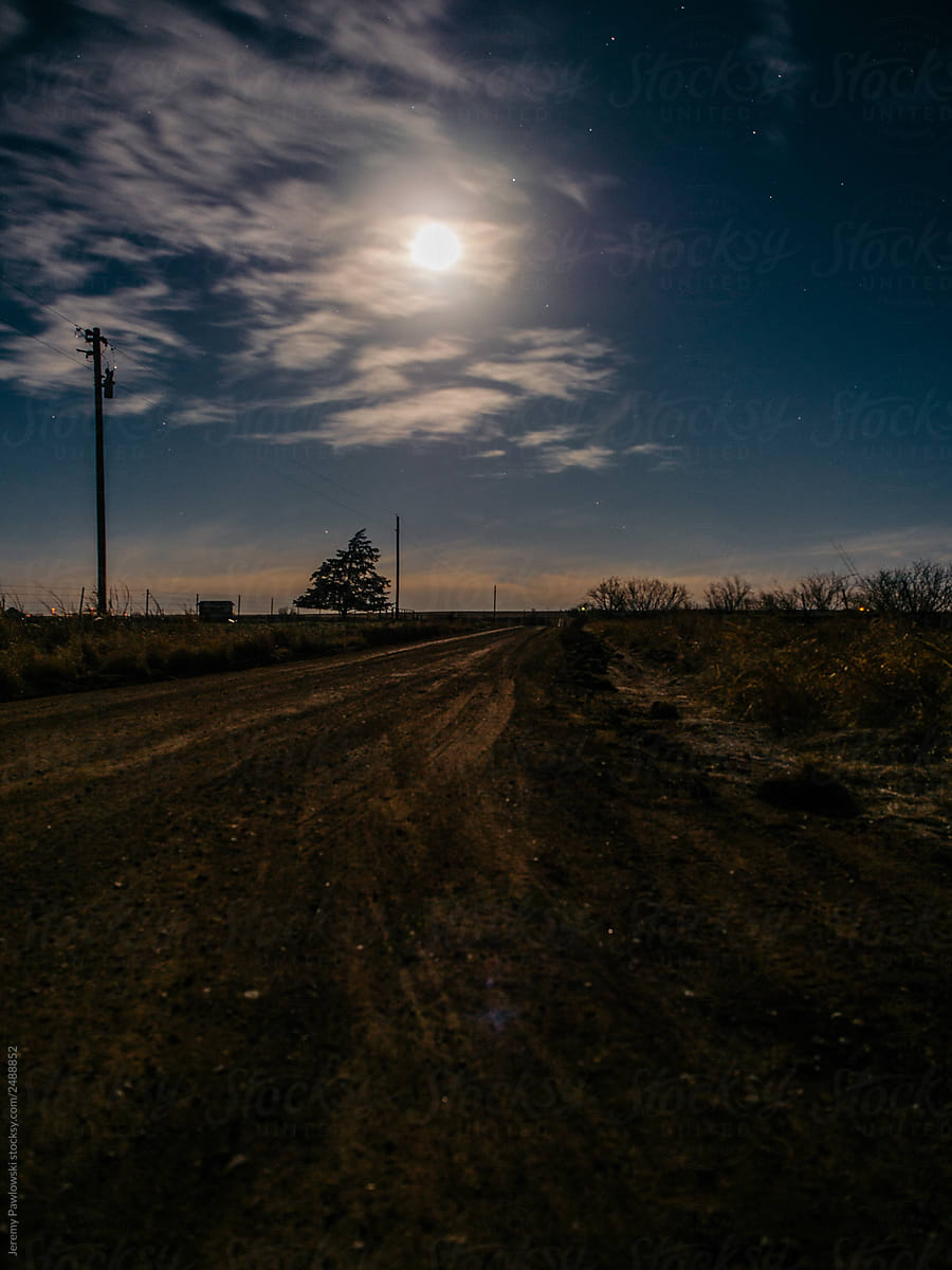Dirt Road Under Moonlight