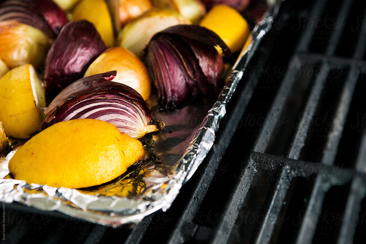 Thanksgiving: Onions And Lemons Roasted On A Grill