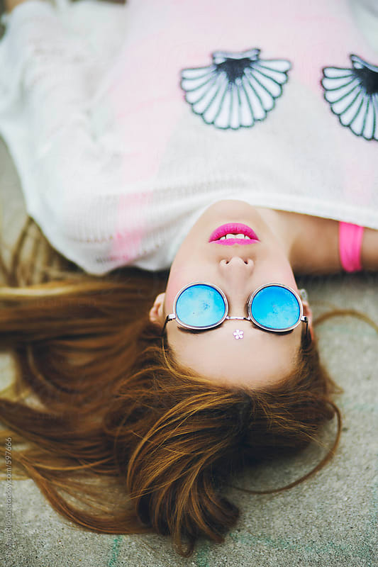 Portrait Of A Young Woman Wearing Sunglasses By Jovana Rikalo Stocksy 