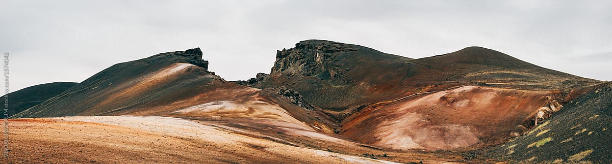 Geothermal Volcanic Landscape Panorama (Iceland)