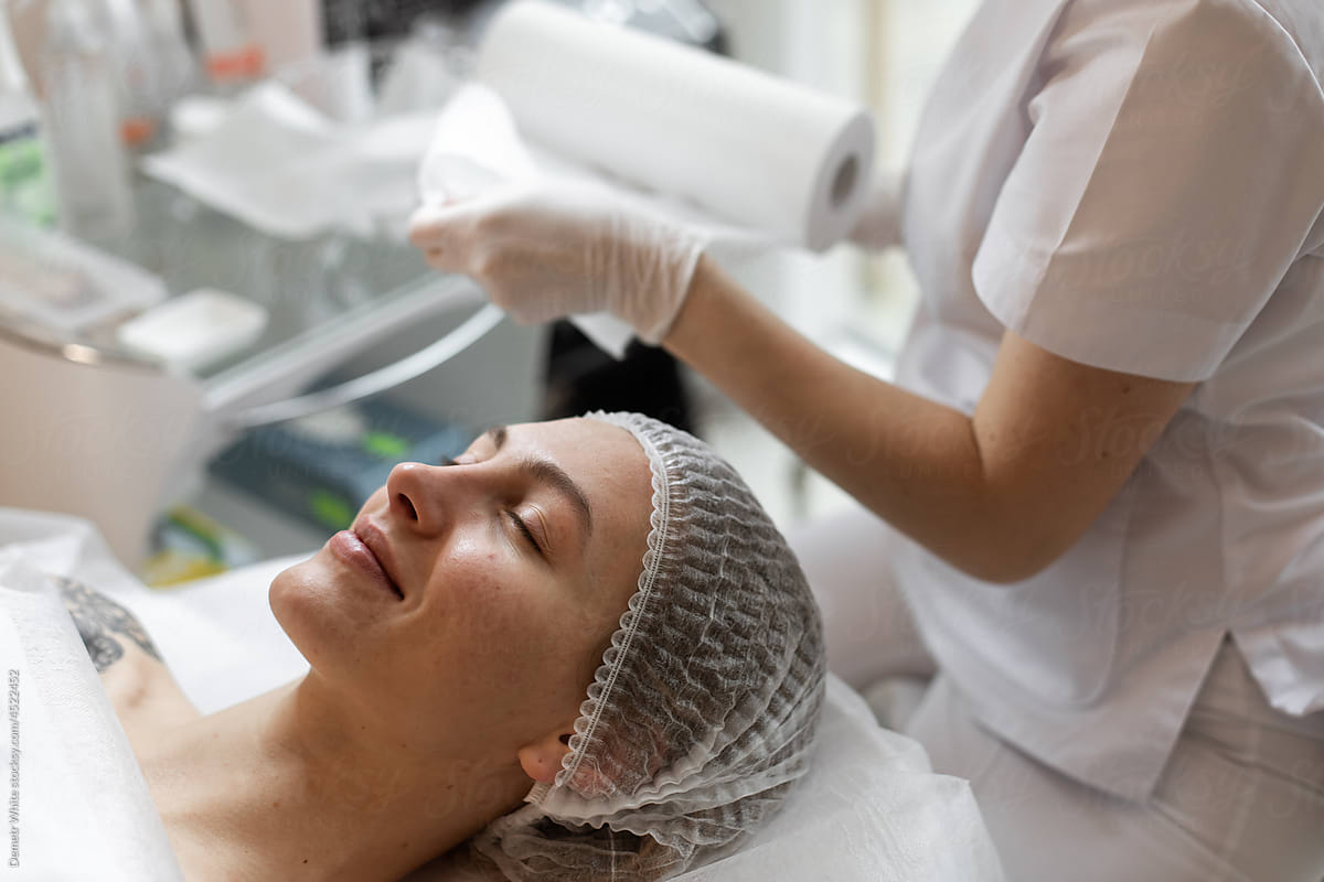 Skincare procedure in clinic