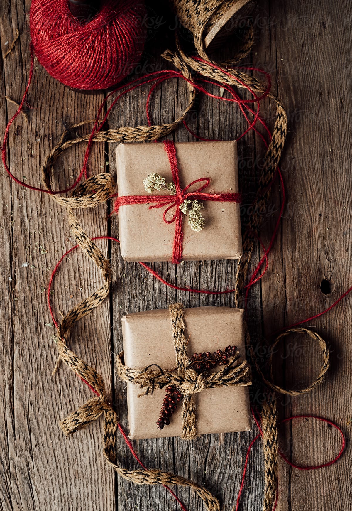 Two Rustic Christmas Gifts with Twine