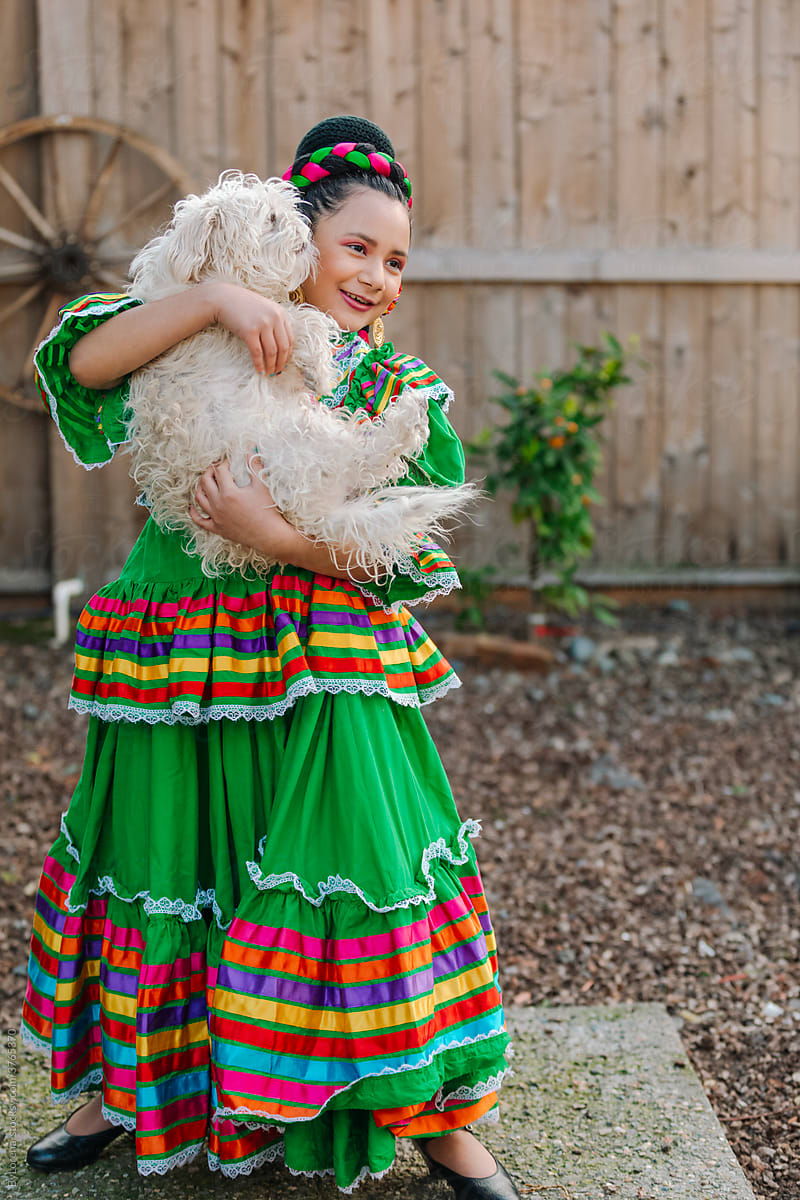 A Mexican girl and her dog