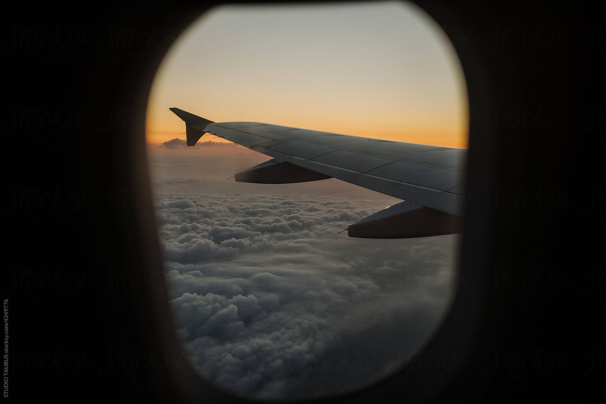 View through an airplane window