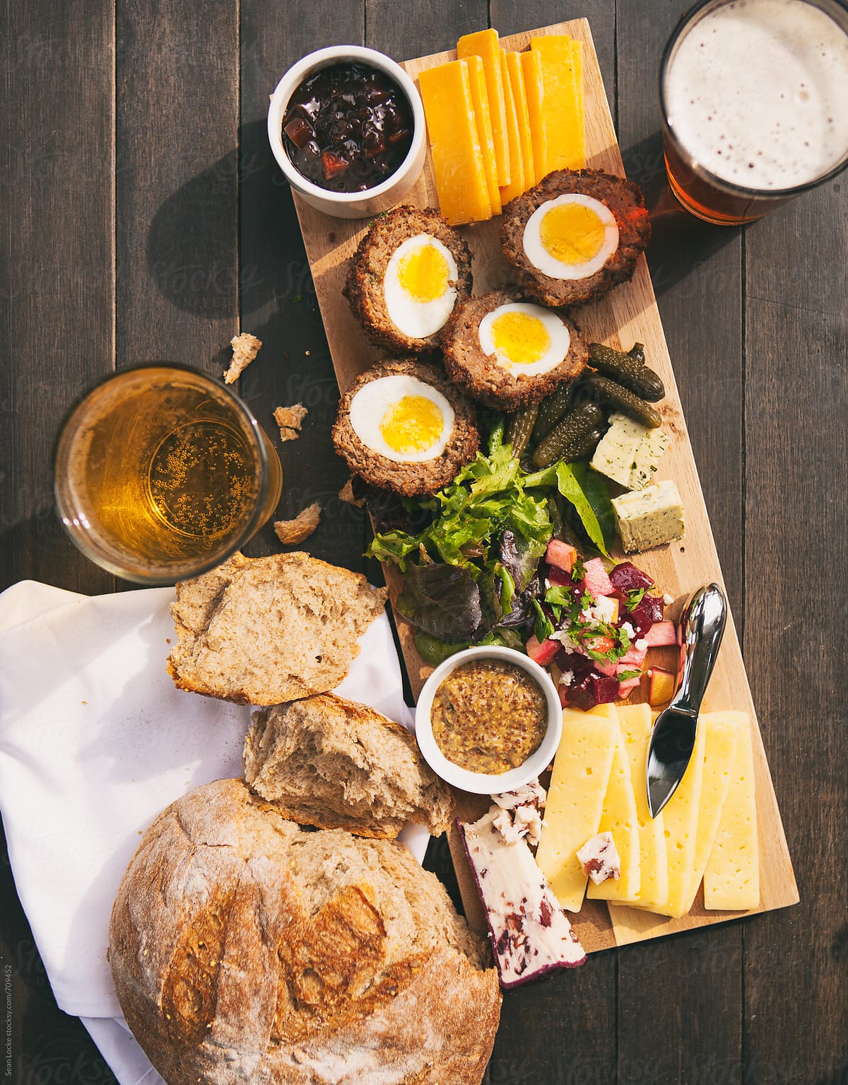 Beer And Hard Cider With British Ploughman\'s Plate