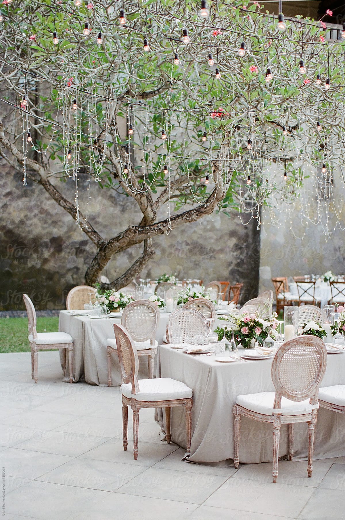 Tropical outdoor wedding reception