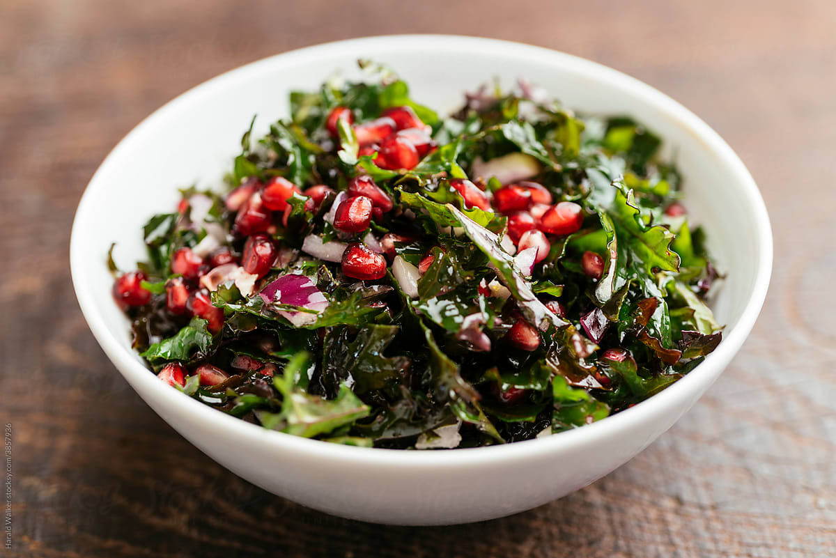 Red Russian Kale with Pomegranates