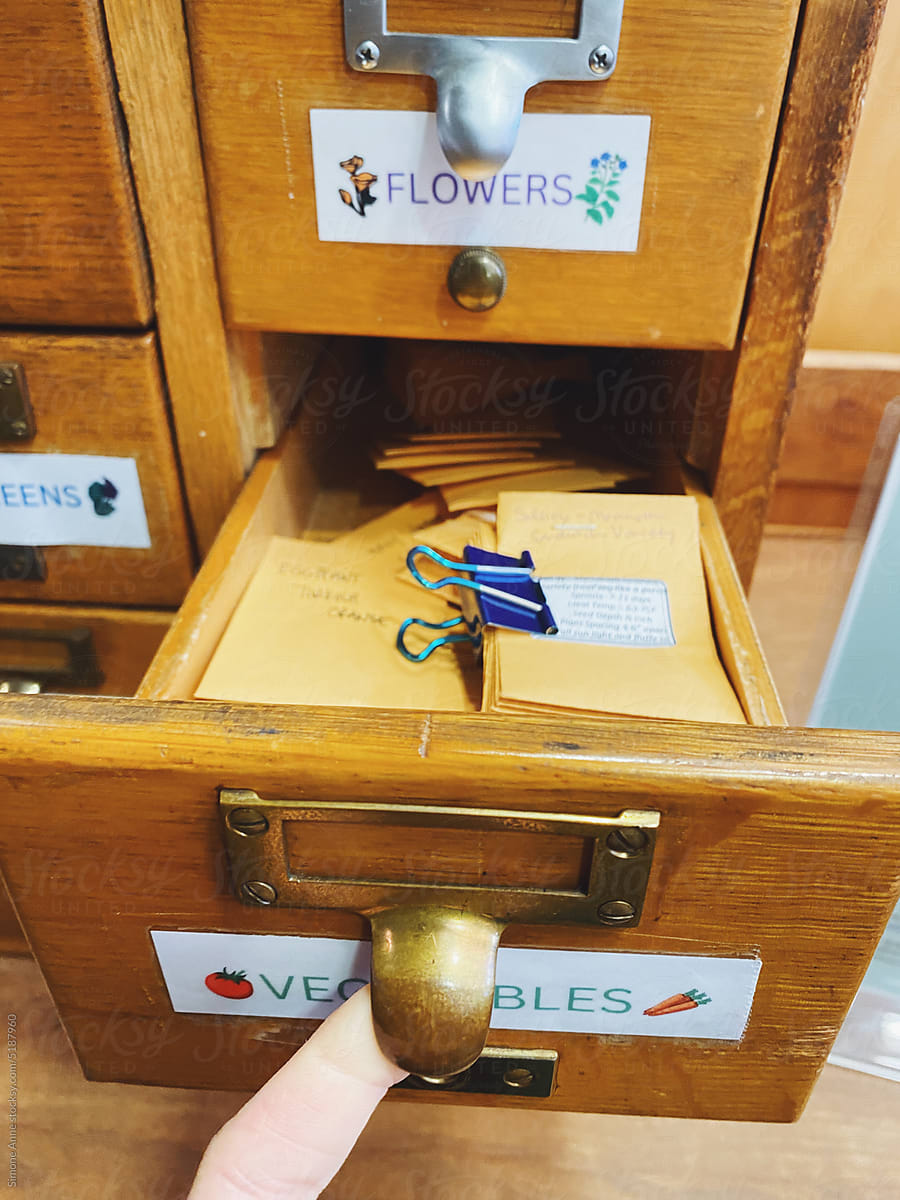 Seed library with envelopes