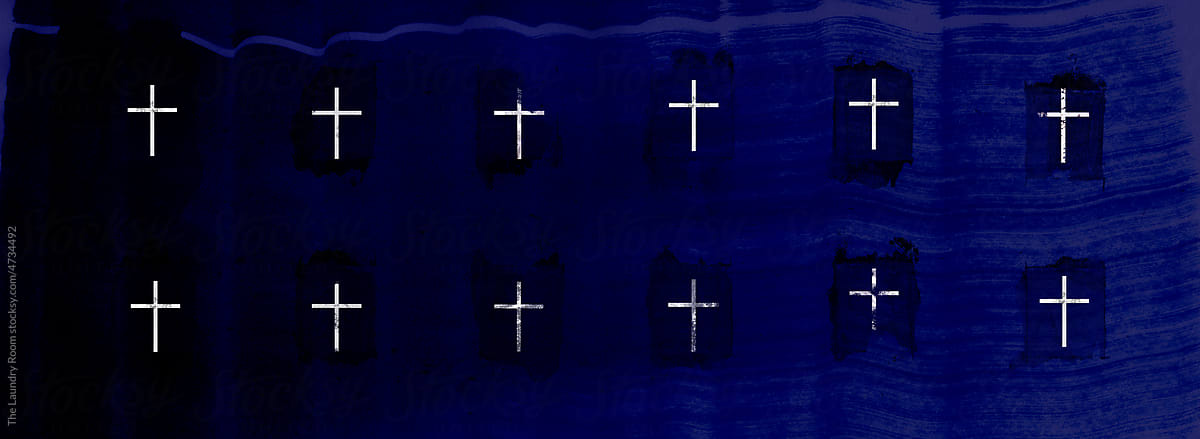 Twelve Deep Blue Holy Crosses Wide Format
