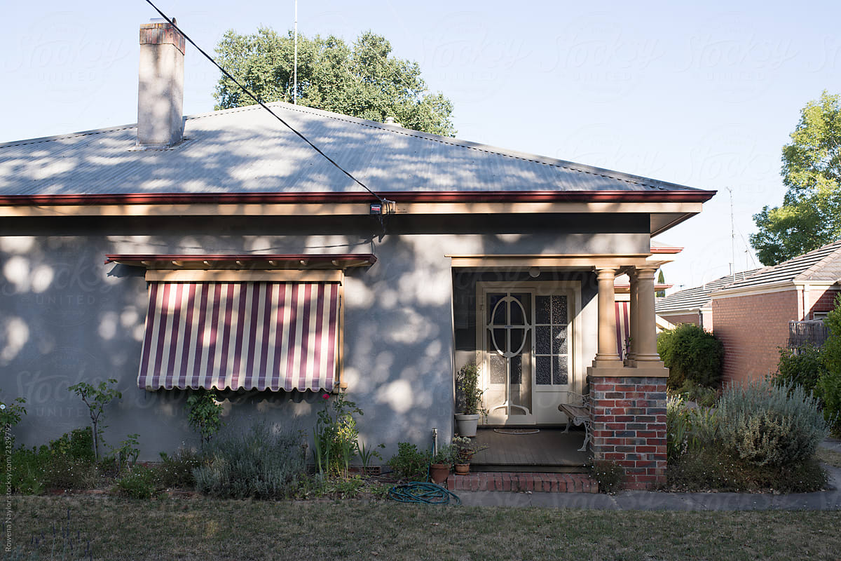 Classic suburban Australian home with sunshades