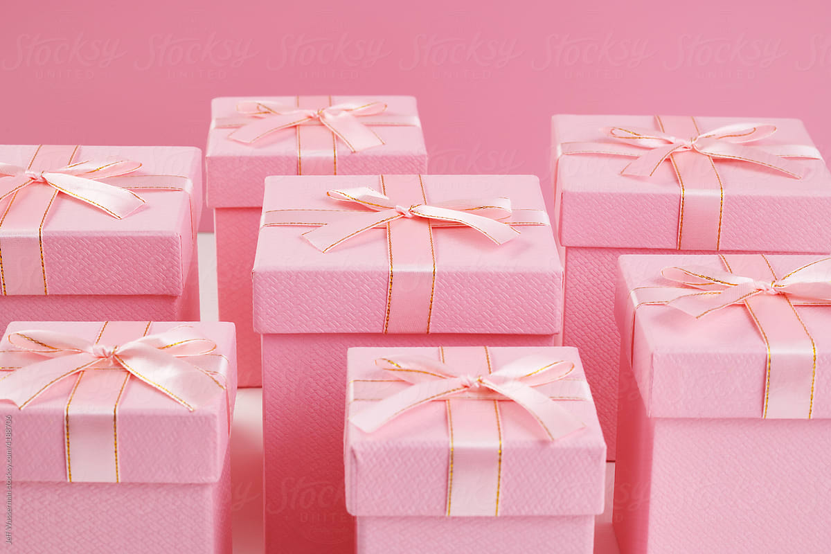 Grouping of Pink Christmas Gifts