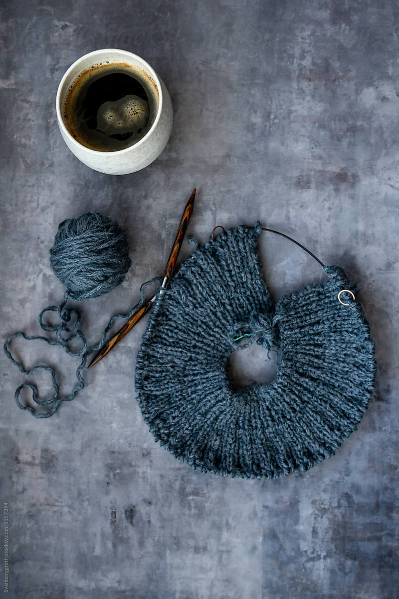 Blue Knit and Coffee