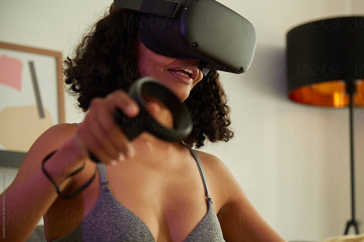Woman Enjoying VR Experience